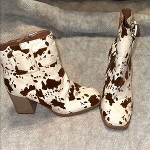 Cow Print Ankle Boots